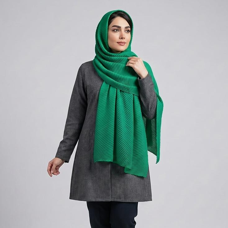 شال زنانه مدل پلیسه ساده کد 9501