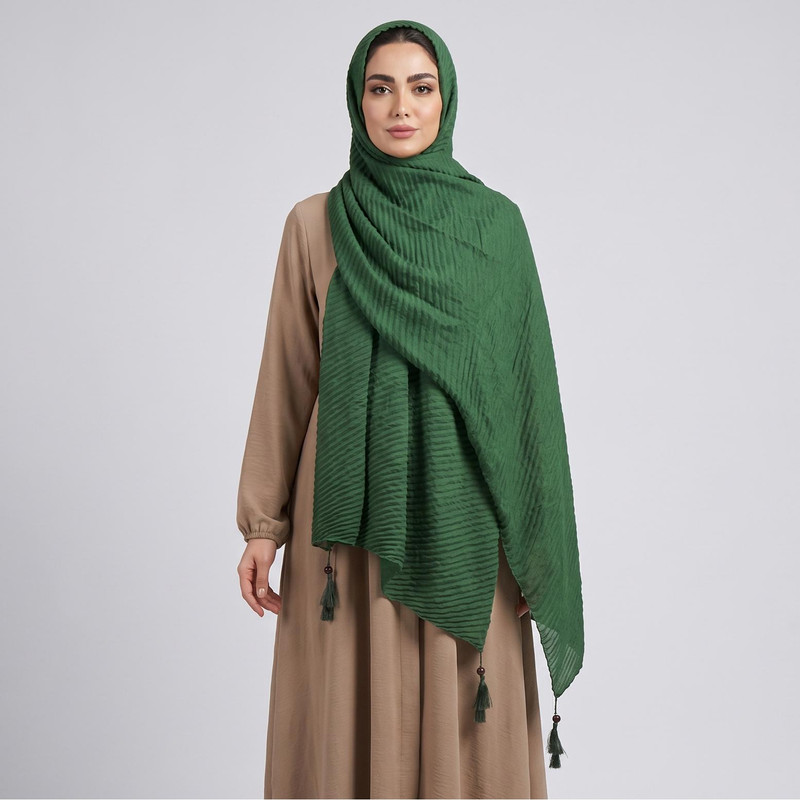 شال زنانه مدل نخی ساده پلیسه منگوله دار کد 130