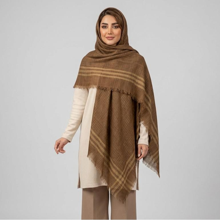 روسری زنانه مدل نخی خط دار دور ریش لمه کد 03