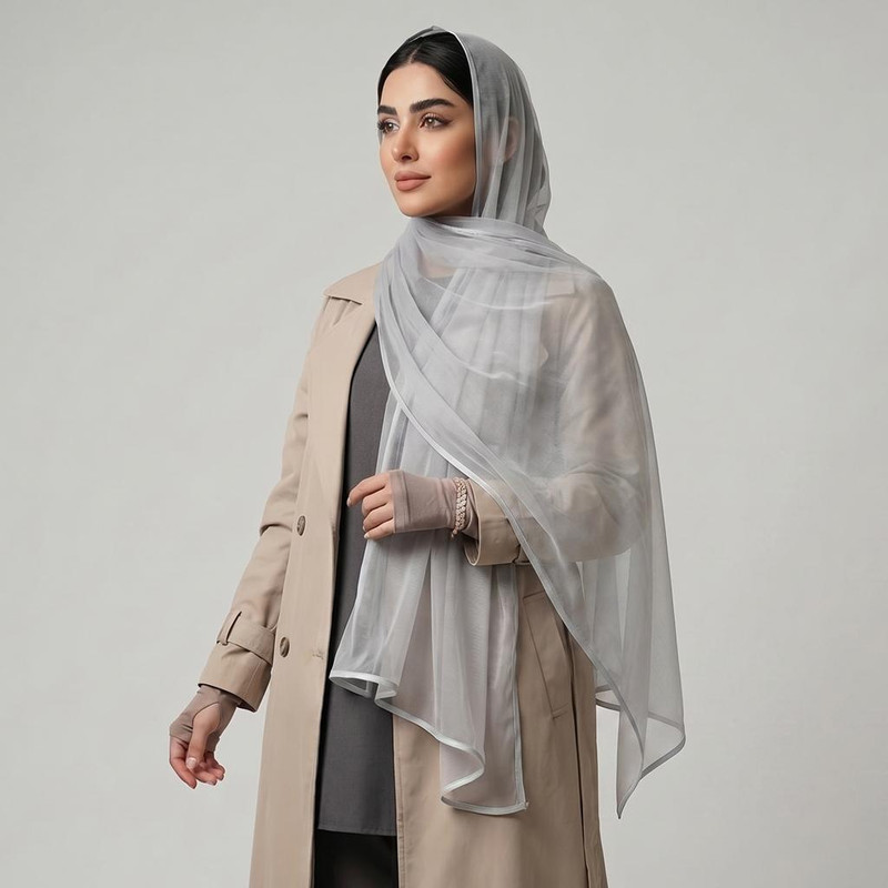 شال زنانه مدل ساده توری مهمانی دور نوار دوزی شده تابستانی کد 5
