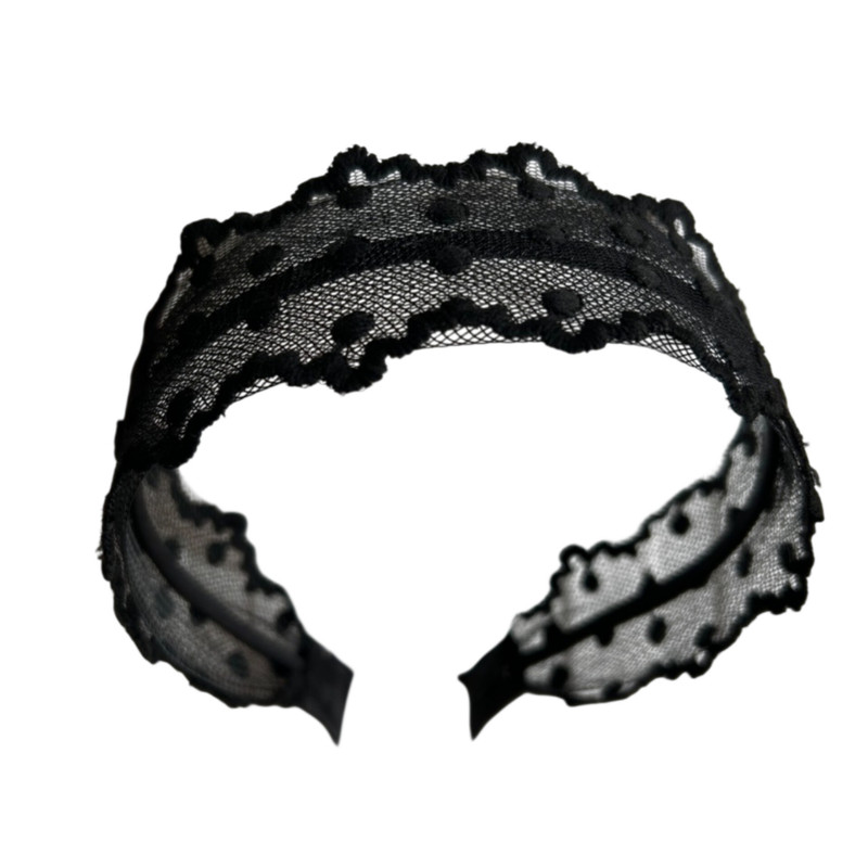 تل مو زنانه مدل تور خال‌دار لبه دالبری Lace-Dot-01