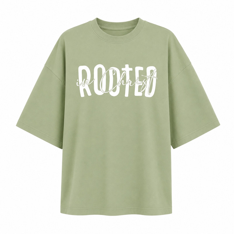 تی‌شرت آستین سه ربع زنانه مدل باکسی ROOTED