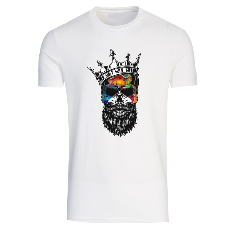 تیشرت آستین کوتاه مردانه طرح اسکلت و تاج کد T 152