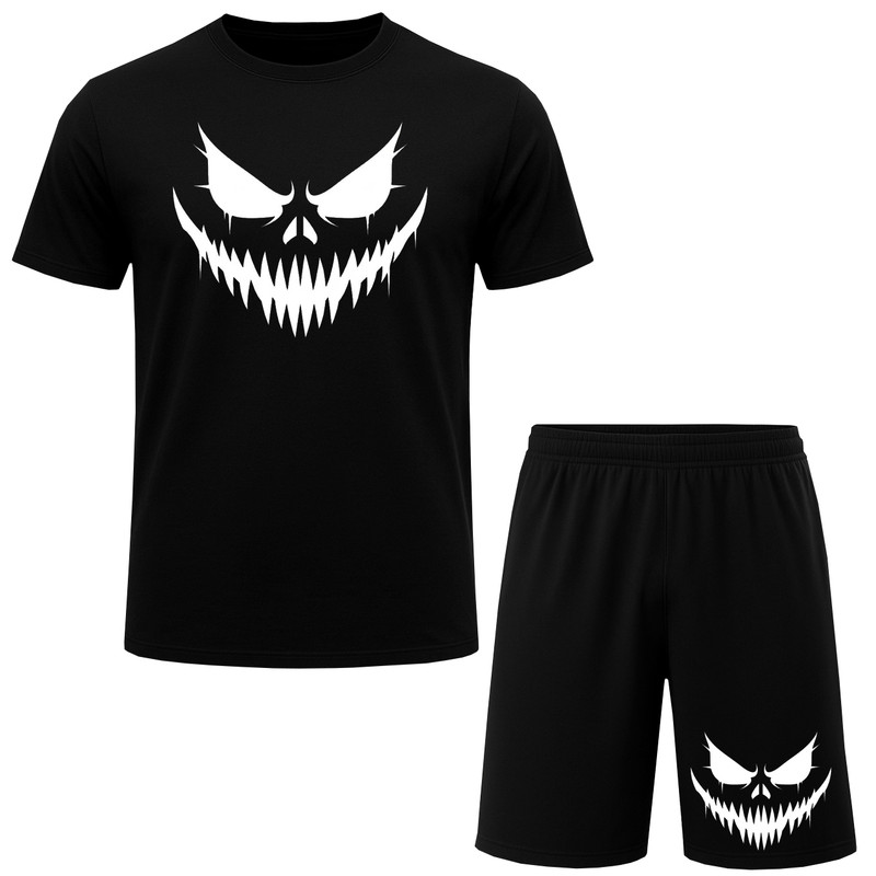 ست تی‌شرت آستین کوتاه و شلوارک راحتی مردانه مدل A196 طرح لبخند