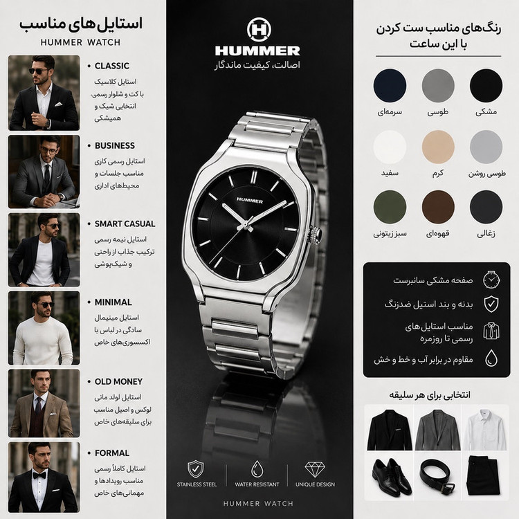 ساعت مچی عقربه ای مردانه هامر مدل پتک موتور ژاپن رفرنس HM1116-C3