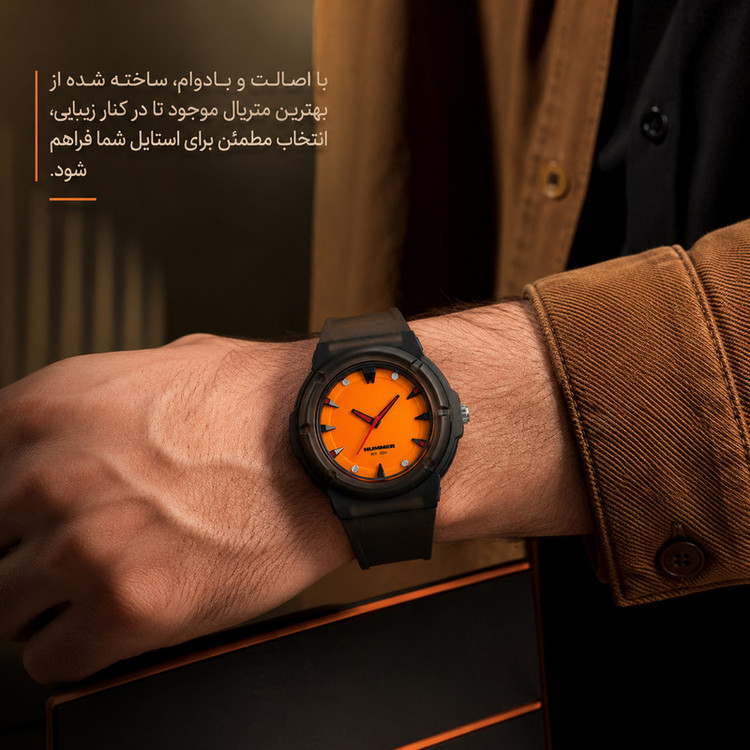 ساعت مچی عقربه ای مردانه هامر مدل موتور ژاپن بند PU ضدآب رفرنس HM1112-C3