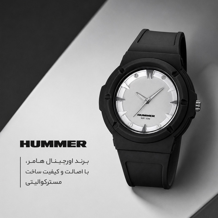 ساعت مچی عقربه ای مردانه هامر مدل موتور ژاپن بند PU ضدآب رفرنس HM1112-C1