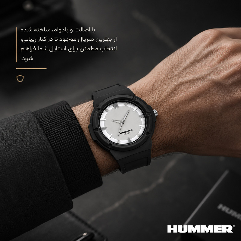 ساعت مچی عقربه ای مردانه هامر مدل موتور ژاپن بند PU ضدآب رفرنس HM1112-C1