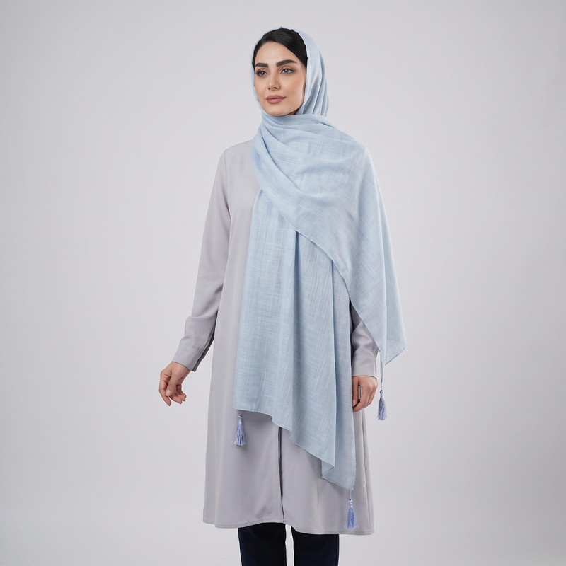 شال زنانه مدل لینن نخی منگوله دار