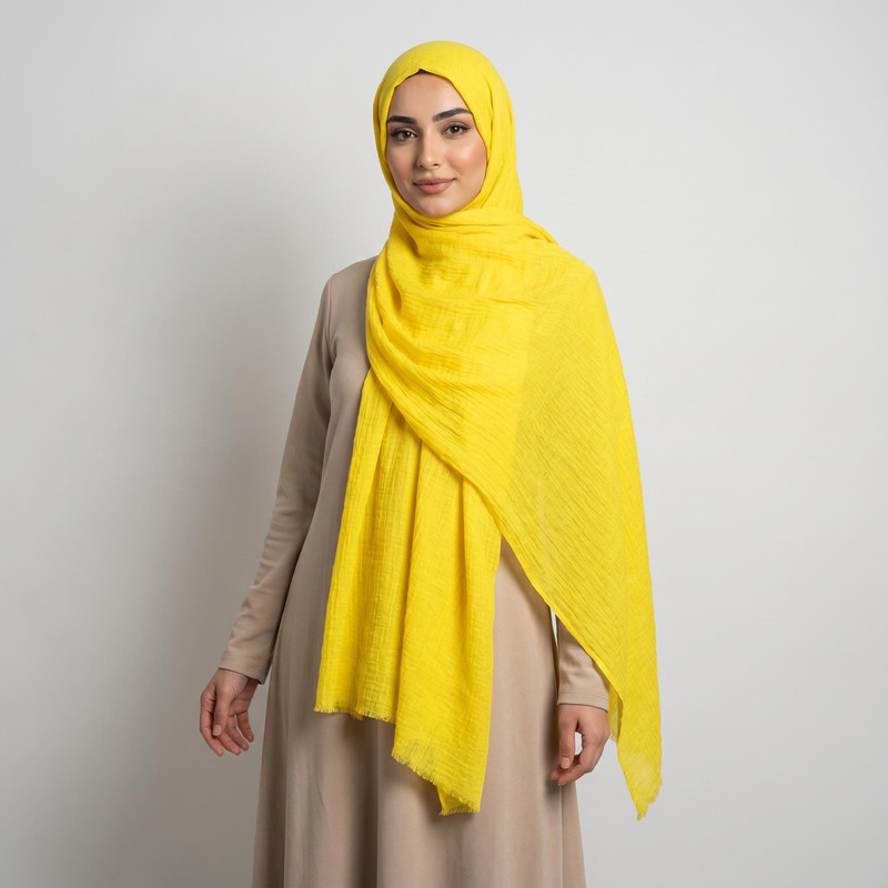 شال زنانه مدل پلیسه پفکی نخی طرح ساده کد ana-2201