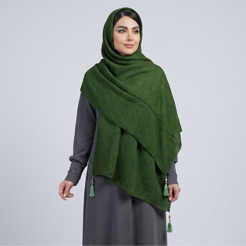 شال زنانه مدل نخی پلیسه مجلسی منگوله دار کد lo900