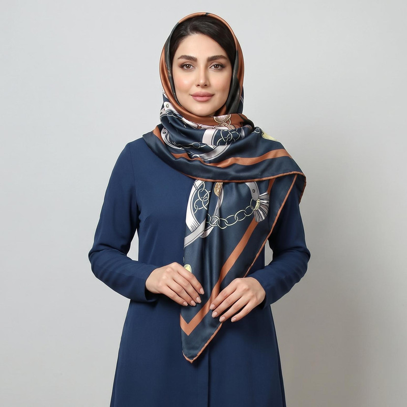 روسری زنانه آنالیا مدل ابریشم طرح اسب کد 9745