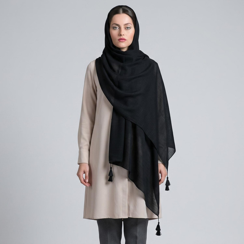 شال زنانه مدل  نخی تابستونی منگوله دار کد 2087