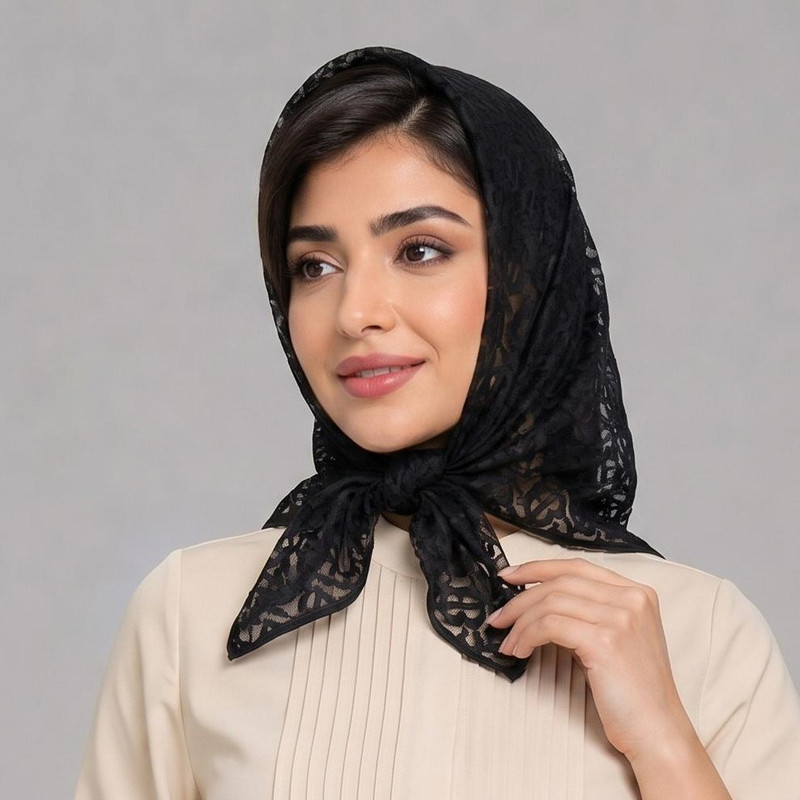 روسری زنانه مدل مینی اسکارف توری طرح B