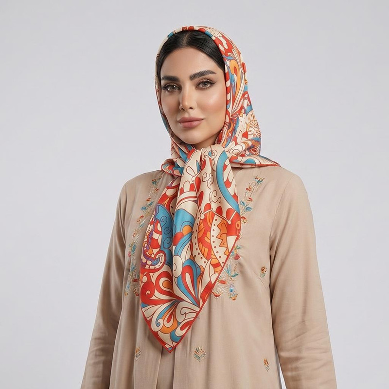 روسری زنانه مدل ابریشم توییل مجلسی شاد کد a-2966
