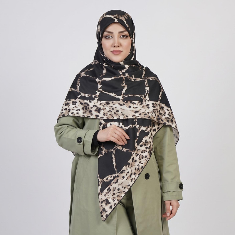 روسری زنانه مدل نخی جدید پلنگی قواره بزرگ طرح ana-2856