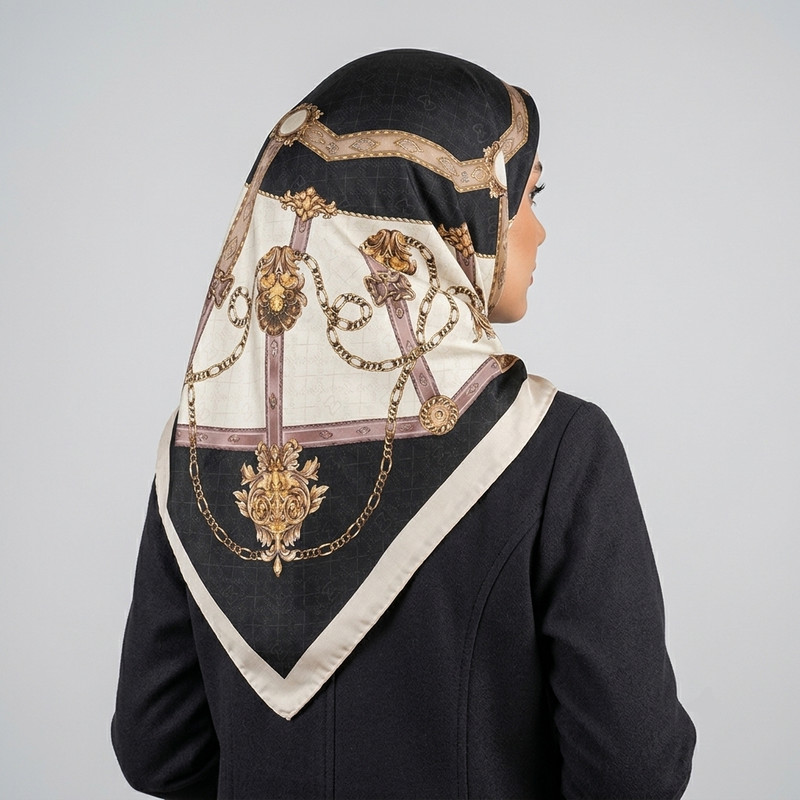روسری ابریشم زنانه مدل توییل H28 با طول و عرض 125×125 سانتی‌متر