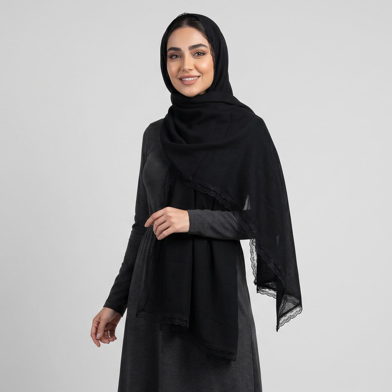 شال زنانه مدل نخی ساده وال اسلپ جدید دور دانتل کد 9030