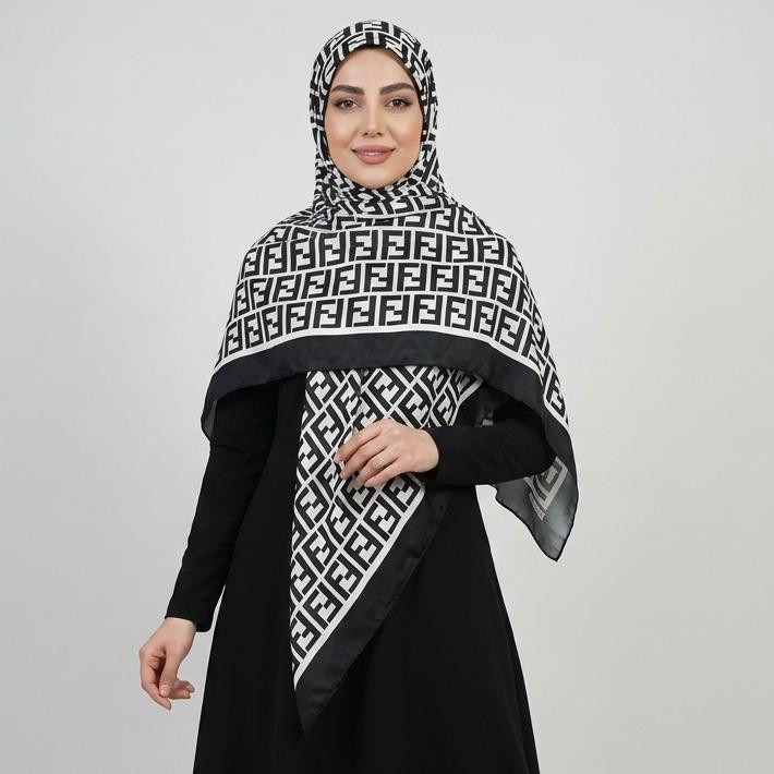 روسری زنانه مدل ابریشم توییل پاییزی مزونی دوز کد ab405