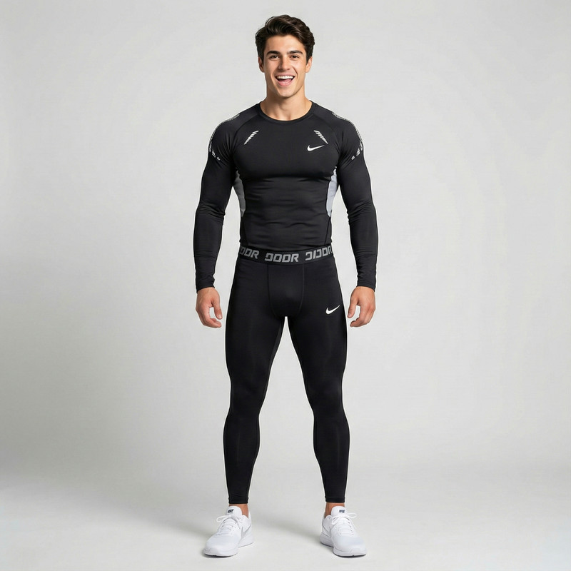 ست تی‌شرت آستین بلند و لگینگ ورزشی مردانه مدل Winter Run