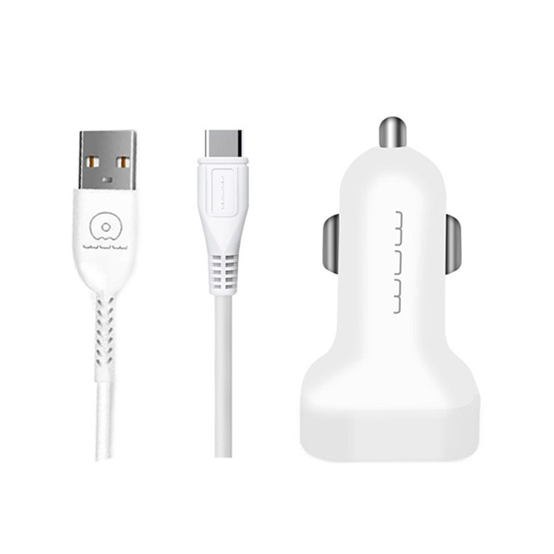 شارژر فندکی دبلیو یو دبلیو مدل T22 به همراه کابل تبدیل microUSB