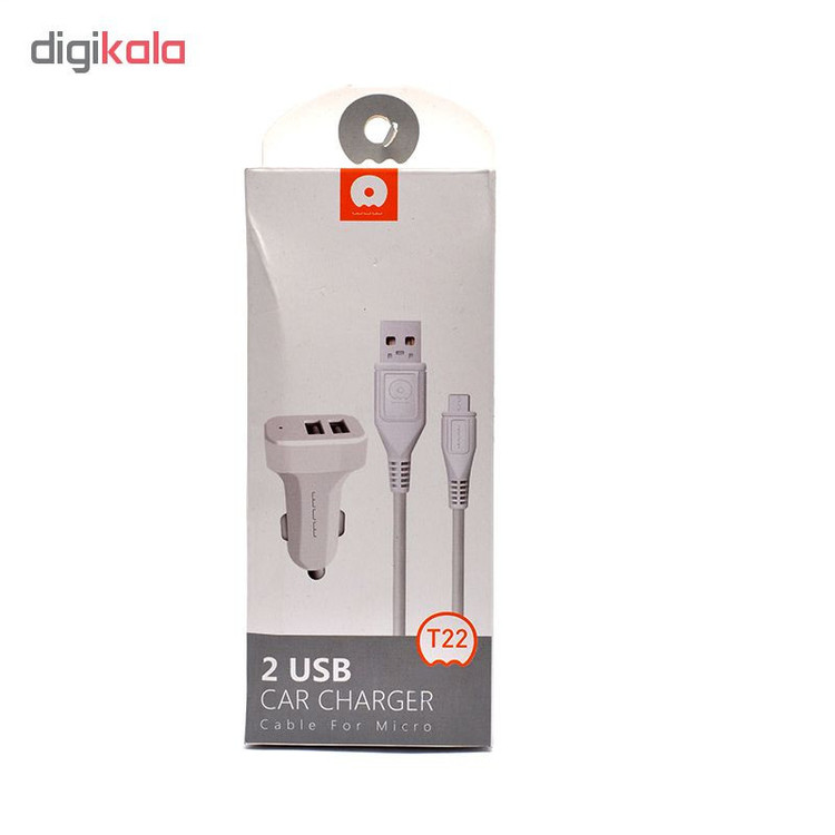شارژر فندکی دبلیو یو دبلیو مدل T22 به همراه کابل تبدیل microUSB