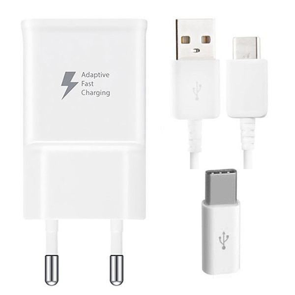 شارژر دیواری مدل EP-TA20EWE به همراه کابل تبدیل USB-C و مبدل USB-C