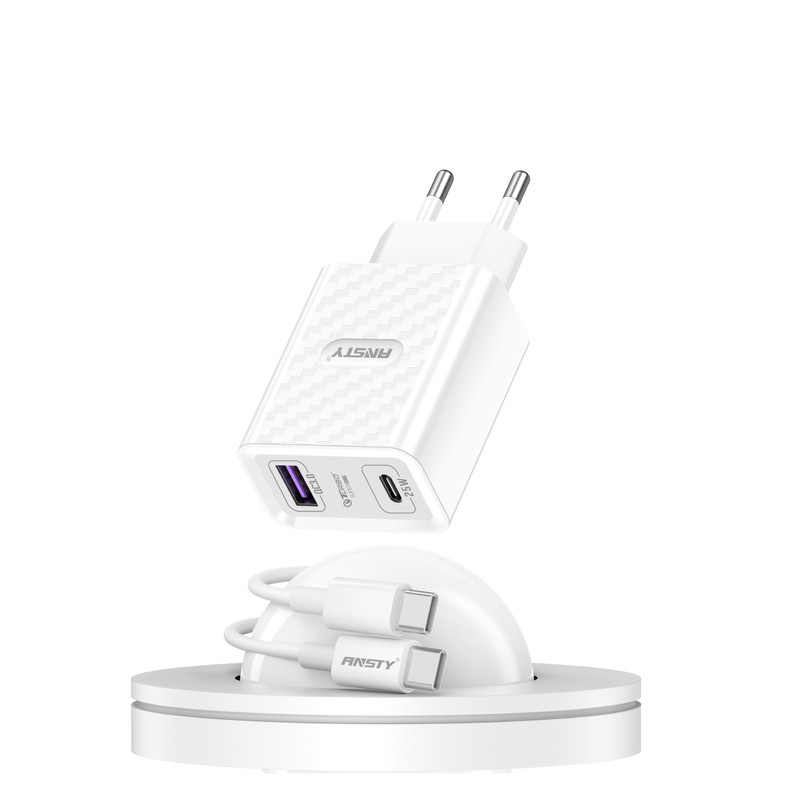 شارژر دیواری 25 وات انستی مدل Q-064 Super fast به همراه کابل تبدیل USB-C