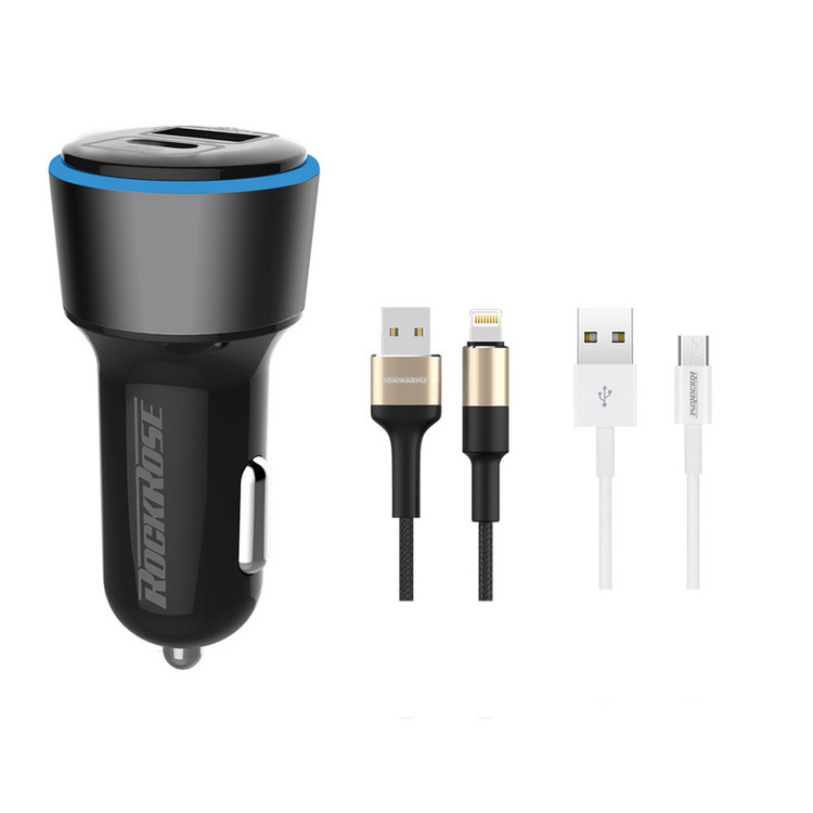 شارژر فندکی 36 وات راک رز مدل Ranger PQ به همراه کابل microUSB / لایتنینگ