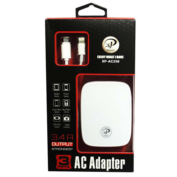شارژر دیواری ایکس پی-پروداکت مدل XP-AC250 به همراه کابل تبدیل لایتنینگ