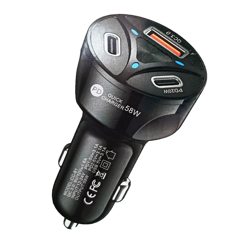 شارژر فندکی 58 وات 3 پورت مدل CC-81