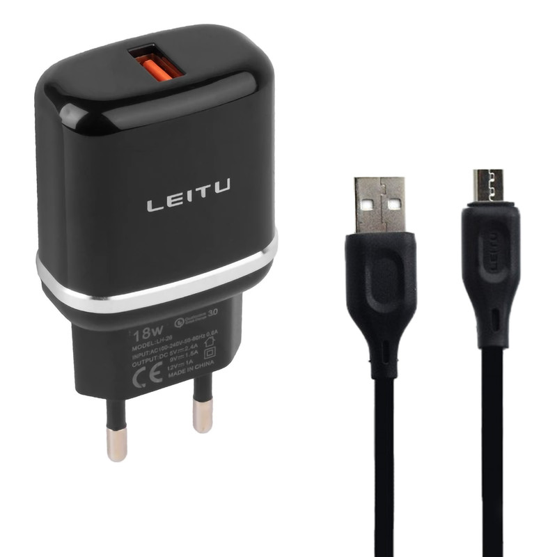 شارژر دیواری 18 وات لیتو مدل LH-26 به همراه کابل تبدیل microUSB