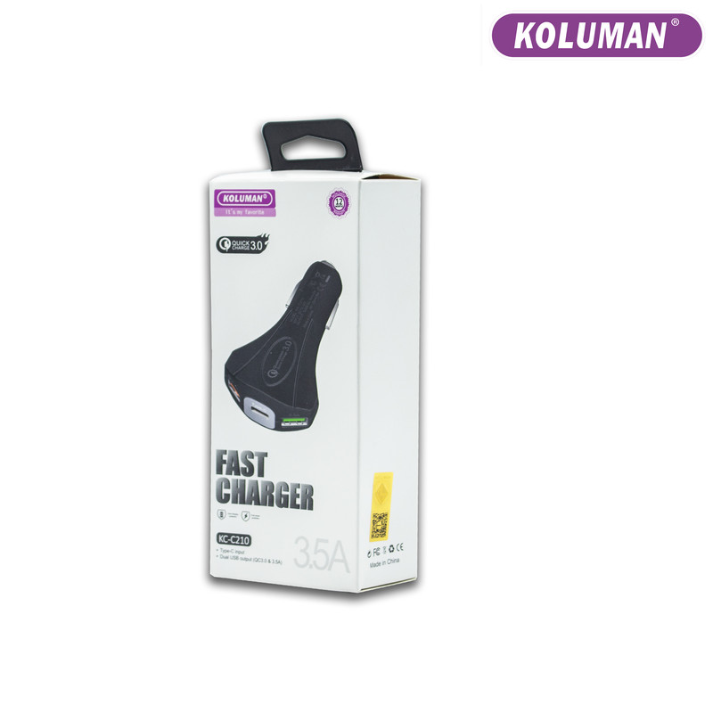 شارژر فندکی کلومن مدل KC - C210 به همراه کابل تبدیل MICROUSB