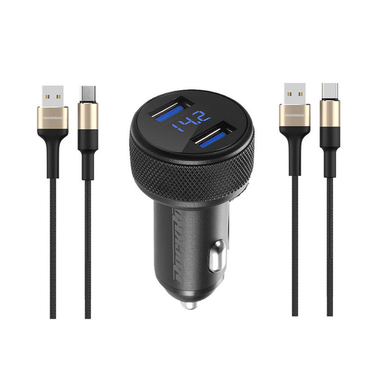 شارژر فندکی 36 وات راک رز مدل Ranger Q2 به همراه کابل USB-C/ MICROUSB