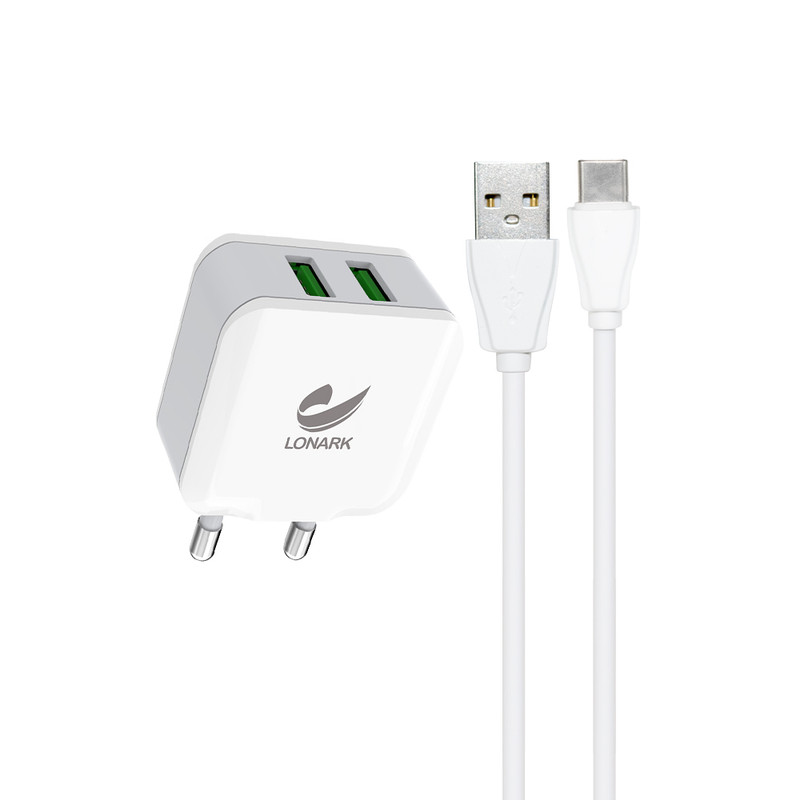 شارژر دیواری 12 وات لونارک مدل LW55 به همراه کابل تبدیل USB-C