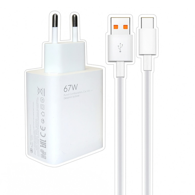 شارژر دیواری 67 وات مدل MDY-12S-EU به همراه کابل USB-C