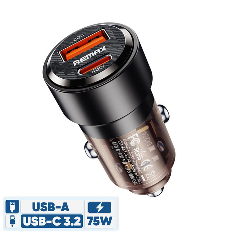 شارژر فندکی 75 وات دو پورت ریمکس مدل RCC 360