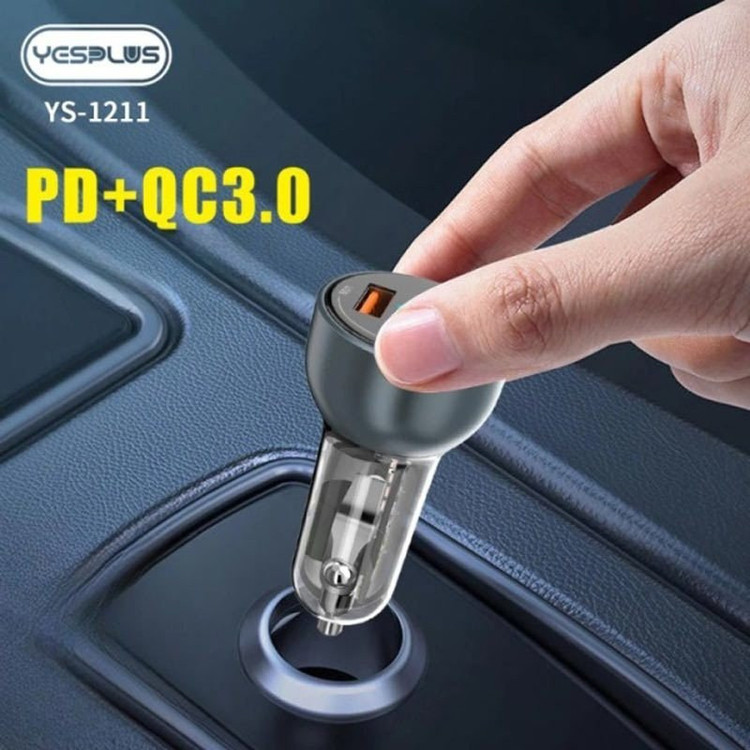 شارژر فندکی 30 وات 2 پورت یس پلاس مدل SUPER FAST PD