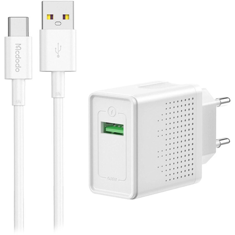 شارژر دیواری 18 وات مک دودو مدل CH-5750 به همراه کابل تبدیل USB-C