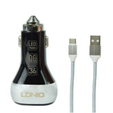 شارژر فندکی الدینیو مدل C2 به همراه کابل تبدیل USB-C