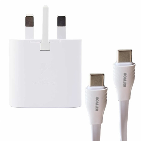 شارژر دیواری 25 وات معلم مدل Galaxy A72 به همراه کابل تبدیل USB-C