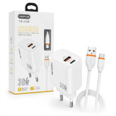 شارژر دیواری 38 وات 2 پورت یس پلاس مدل SUPER FAST CHARGING به همراه کابل تبدیل USB به USB-C