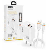 شارژر دیواری 38 وات 2 پورت یس پلاس مدل SUPER FAST CHARGING به همراه کابل تبدیل USB به USB-C