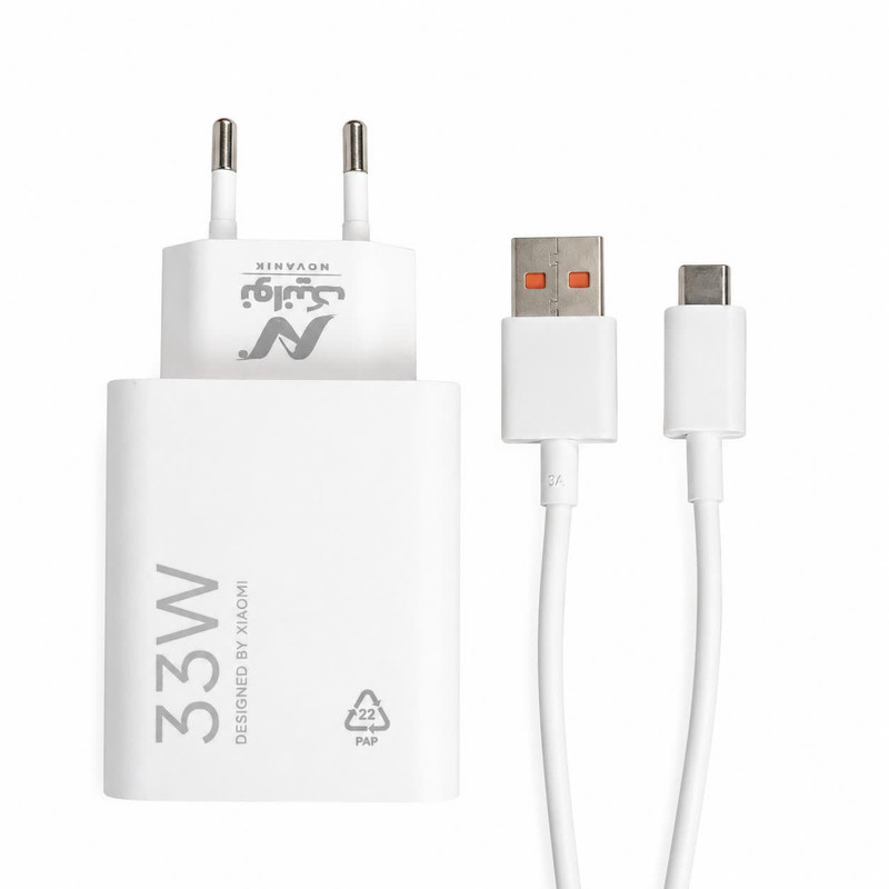 شارژر دیواری 33 وات نوانیک مدل MDY-16-EF به همراه کابل تبدیل  USB-A به USB-C