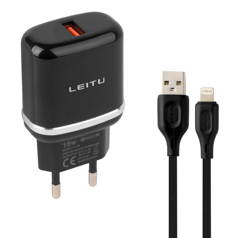 شارژر دیواری لیتو مدل LH-26 18W به همراه کابل تبدیل لایتنینگ