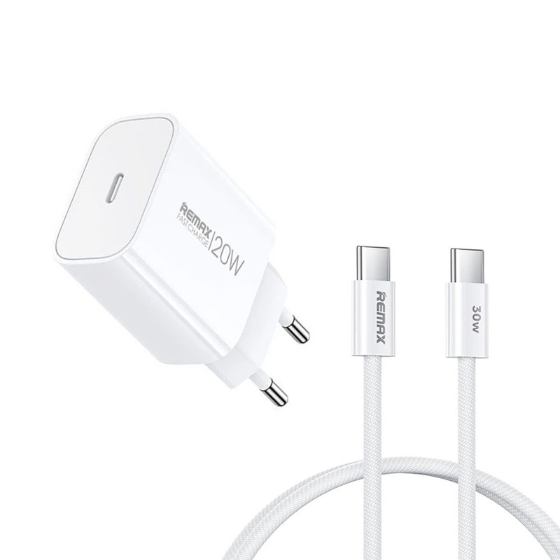 شارژر دیواری 20 وات ریمکس مدل IPHONE 15 پورت PD به همراه کابل تبدیل USB-C