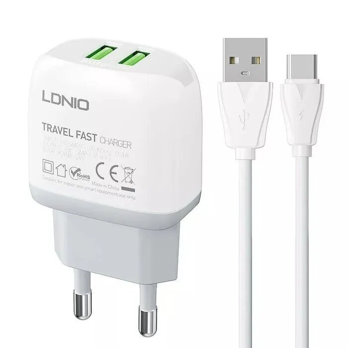 شارژر دیواری الدینیو مدل A2219 به همراه کابل تبدیل USB-C