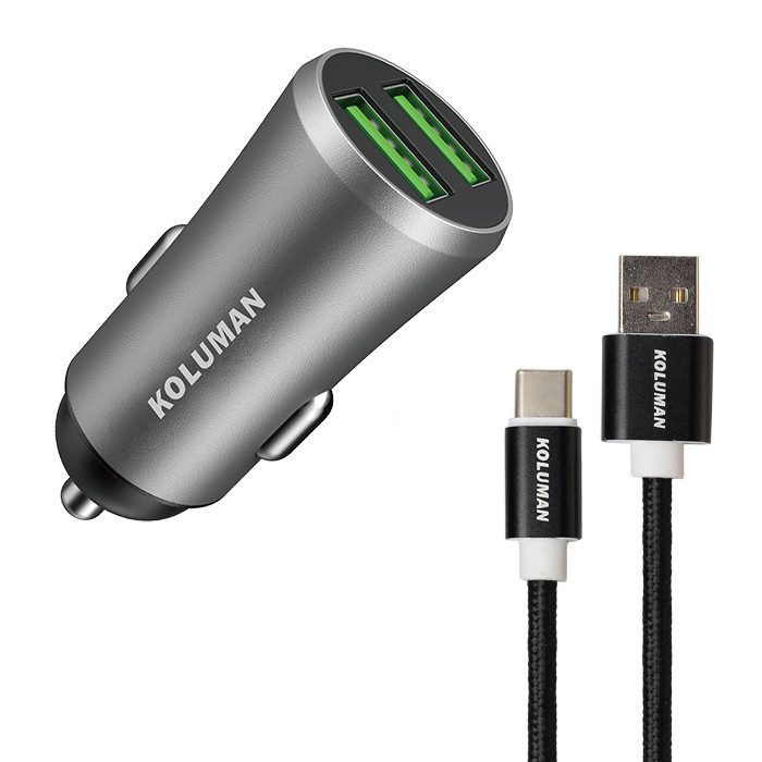 شارژر فندکی کلومن مدل KC - C04 به همراه کابل USB-C