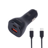 شارژر فندکی 30 وات 2 پورت گرین لاین مدل GNRCC50WBK به همراه کابل USB-C به USB-C به طول 1 متر