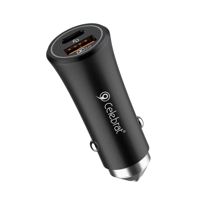 شارژر فندکی 20 وات دو پورت سلبریت مدل CC10 به همراه کابل تبدیل USB-C